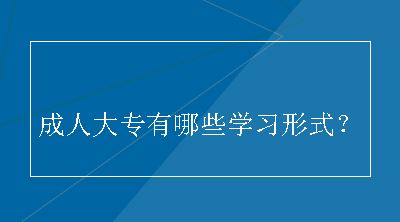 成人大专有哪些学习形式？