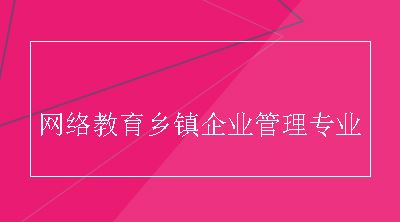 网络教育乡镇企业管理专业