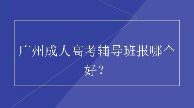 广州成人高考辅导班报哪个好？