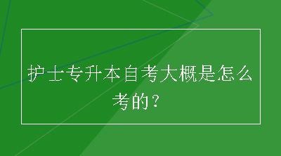 护士专升本自考大概是怎么考的？