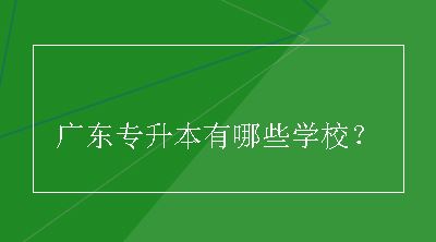 广东专升本有哪些学校？