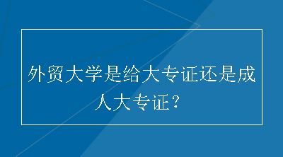 外贸大学是给大专证还是成人大专证？