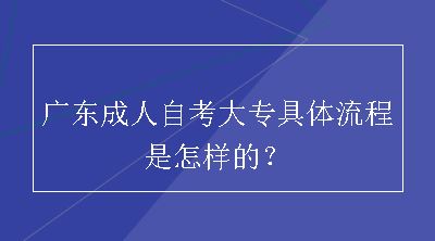 广东成人自考大专具体流程是怎样的？