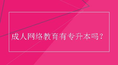 成人网络教育有专升本吗？