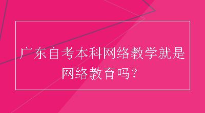 广东自考本科网络教学就是网络教育吗？