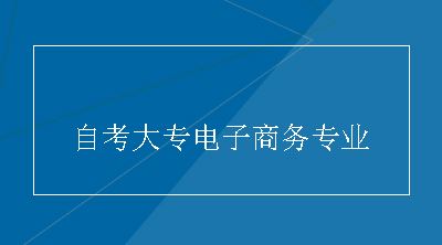 自考大专电子商务专业