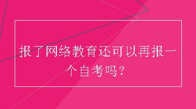 报了网络教育还可以再报一个自考吗？