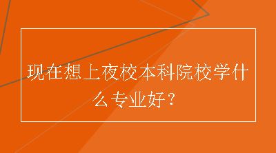 现在想上夜校本科院校学什么专业好？