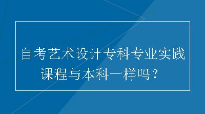 自考艺术设计专科专业实践课程与本科一样吗？