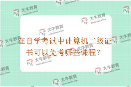 在自学考试中计算机二级证书可以免考哪些课程？