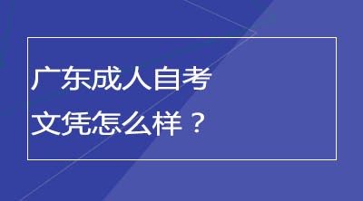 广东成人自考文凭怎么样？