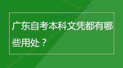 广东自考本科文凭都有哪些用处？