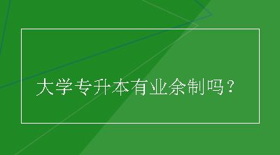 大学专升本有业余制吗？