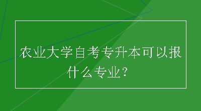 农业大学自考专升本可以报什么专业？