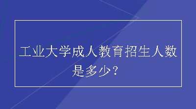 工业大学成人教育招生人数是多少？