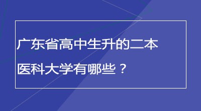 广东省高中生升的二本医科大学有哪些？