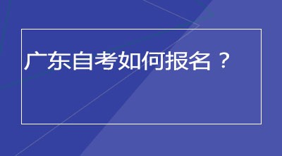 广东自考如何报名？