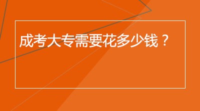 成考大专需要花多少钱？